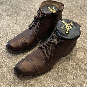 Size 12 men’s Freebird brown boots in great condition.